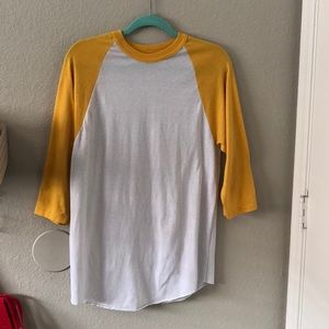 yellow baseball tee